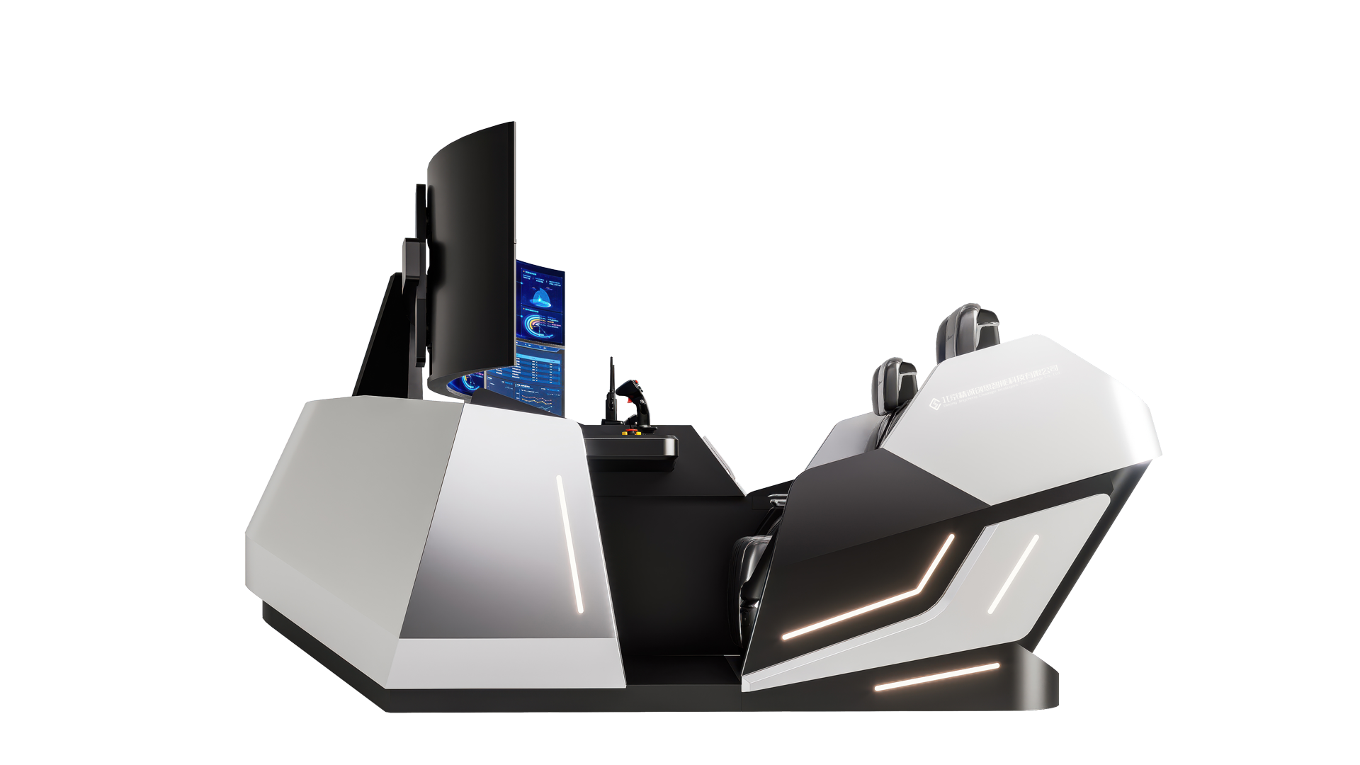 何切面造型，搭配线条感的灯光元素，充满科技感与未来感，体现出工业设计的精密感与视觉冲击力。